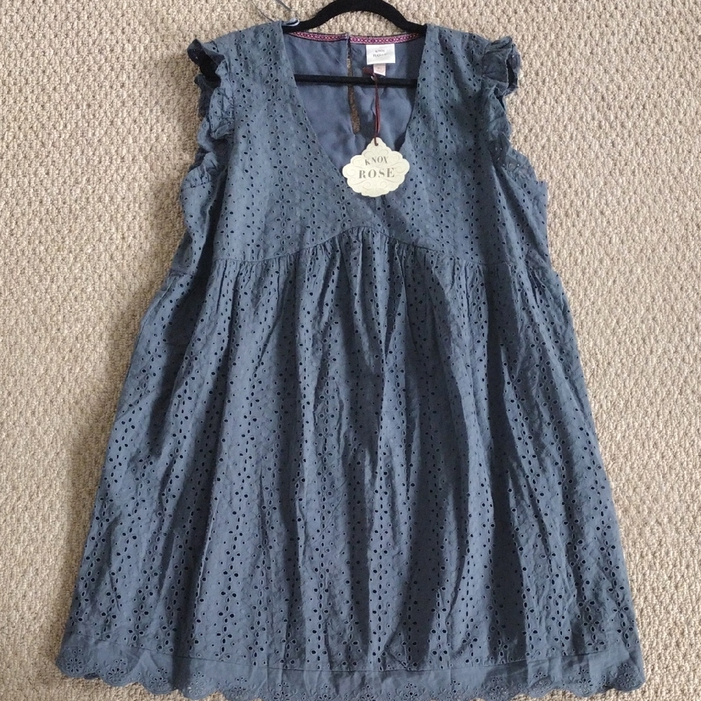 Knox Rose Women's Blue Eyelet Dress, Size XL, 100% Cotton. - Picture 2 of 16